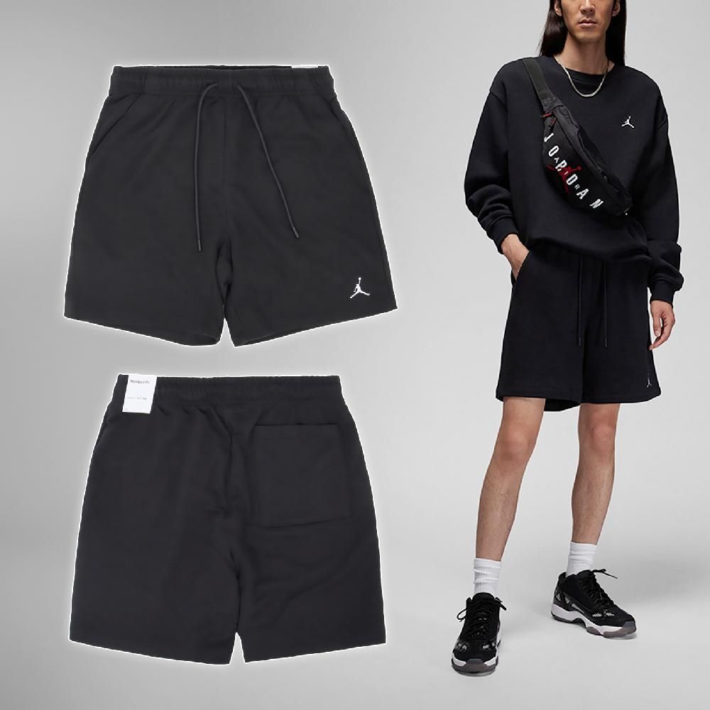 NIKE 耐吉   短褲 Jordan Essentials Shorts 男款 黑 白 毛圈布 抽繩 棉褲 褲子 FQ4535-010