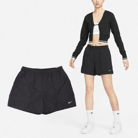 NIKE 耐吉 短褲 NSW Everything Shorts 女款 黑 白 中腰 抽繩 運動褲 褲子 FV6623-010