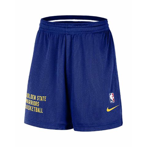 Nike 耐吉 球褲 NBA Golden State Warriors 男款 藍 黃 網眼 寬鬆 金州勇士 短褲 FB3728-495