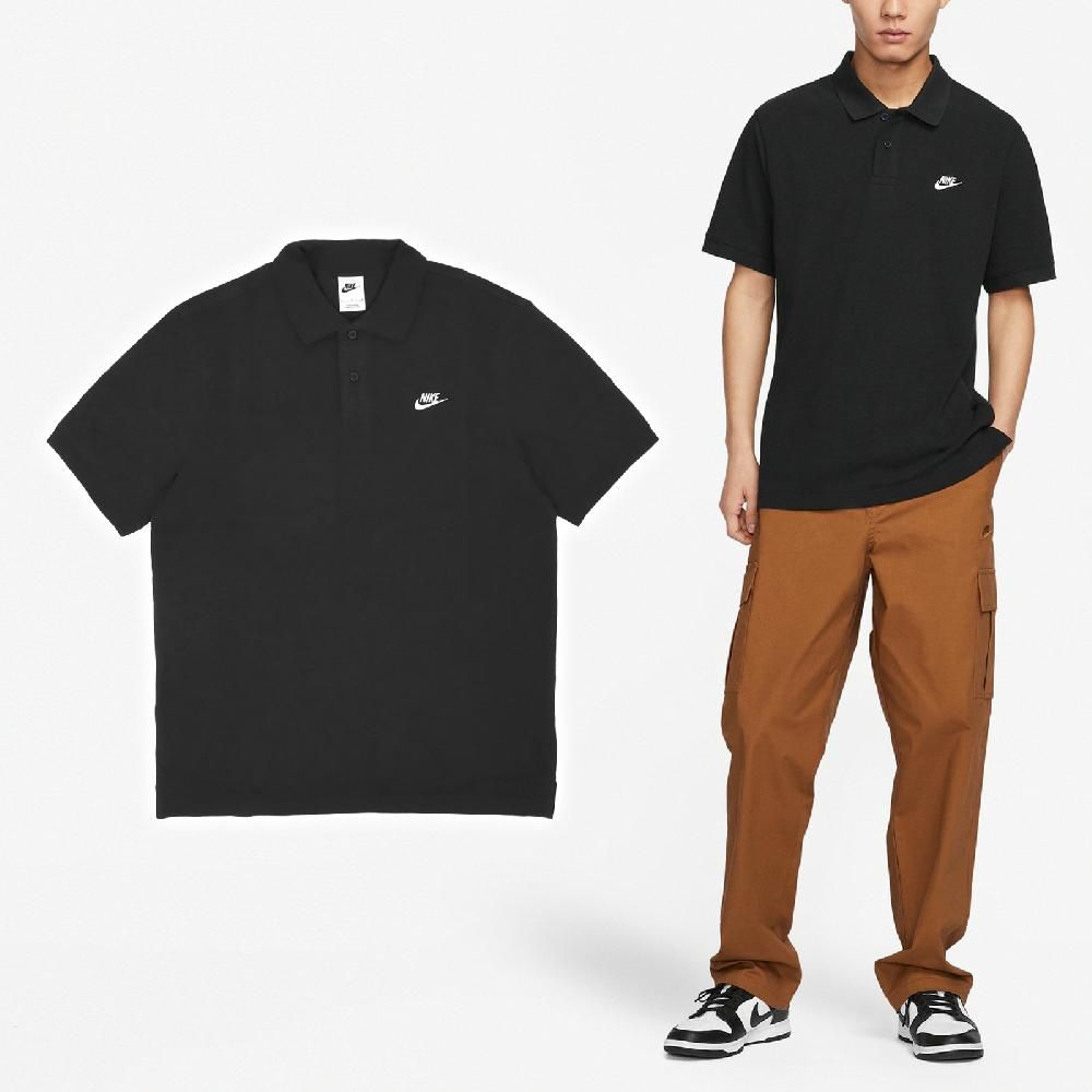 NIKE 耐吉   短袖襯衫 Club Polo Shirts 男款 黑 白 網眼 棉質 寬鬆 運動 polo衫 FN3895-010