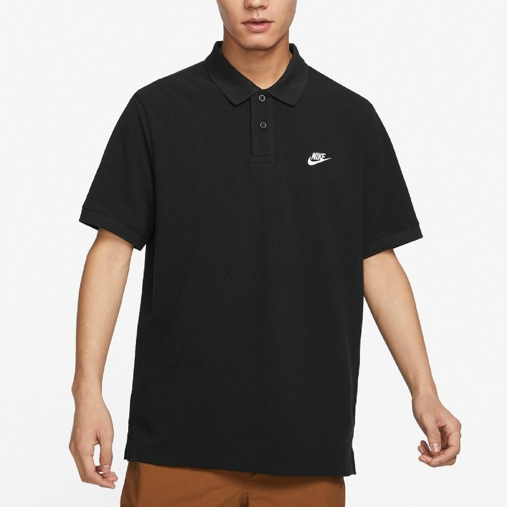 NIKE 耐吉   短袖襯衫 Club Polo Shirts 男款 黑 白 網眼 棉質 寬鬆 運動 polo衫 FN3895-010