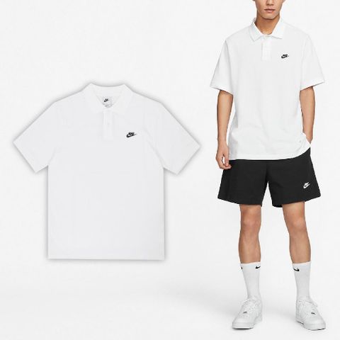 NIKE 耐吉 短袖襯衫 Club Polo Shirts 男款 白 黑 網眼 棉質 寬鬆 運動 polo衫 FN3895-100