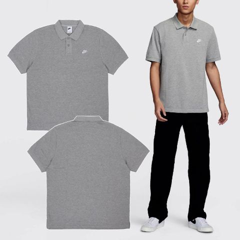 NIKE 耐吉 襯衫 Club Polo Shirts 男款 灰 白 透氣 寬鬆 polo衫 FN3895-063