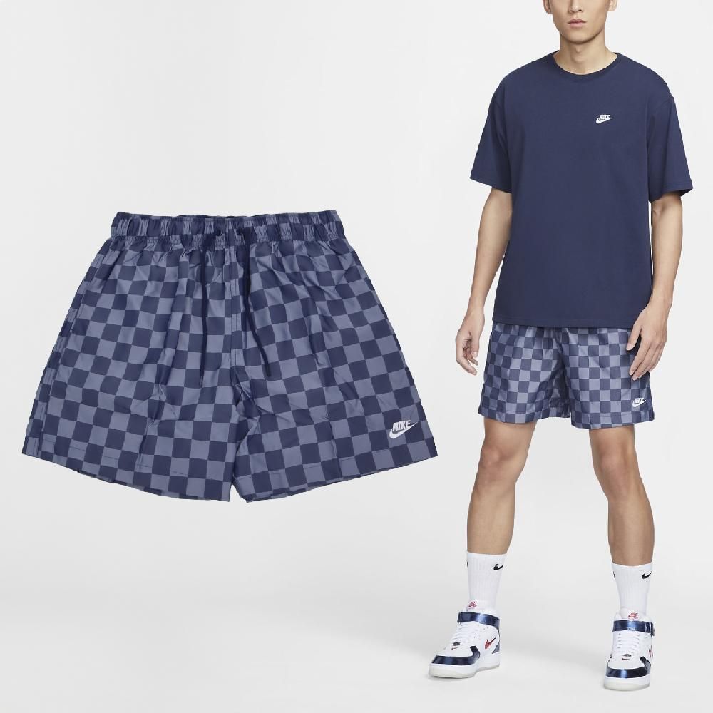 NIKE 耐吉   短褲 Club Flow Shorts 男款 藍 寬鬆 尼龍 棋盤格 運動褲 FN3099-410