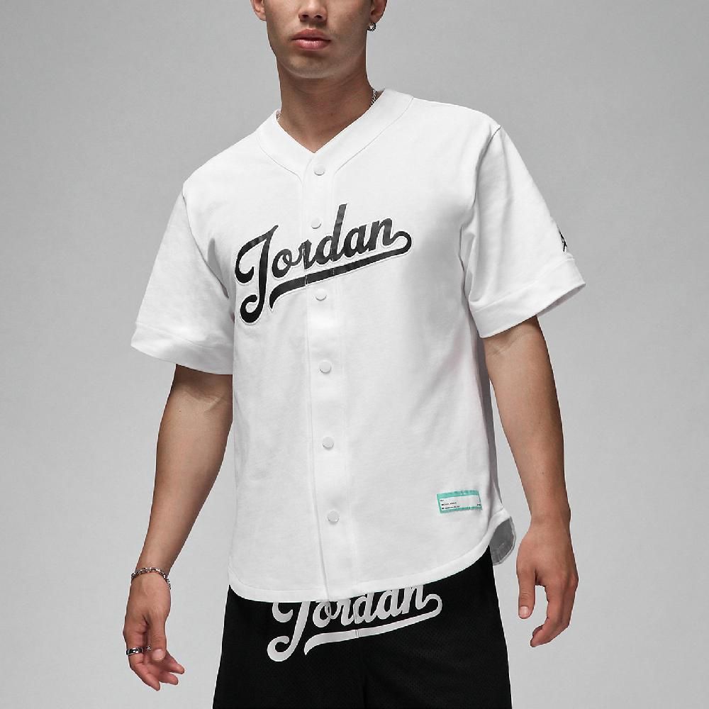 NIKE 耐吉   棒球衫 Jordan Flight MVY Baseball Top 白 黑 男女款 寬鬆 短袖  FN4664-100