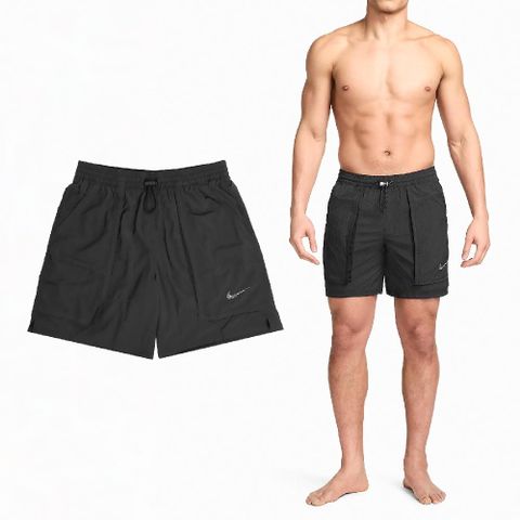 Nike 耐吉 短褲 Swim Volley Shorts 男款 黑 7吋 速乾 寬鬆 抽繩 海灘褲 NESSE472-001