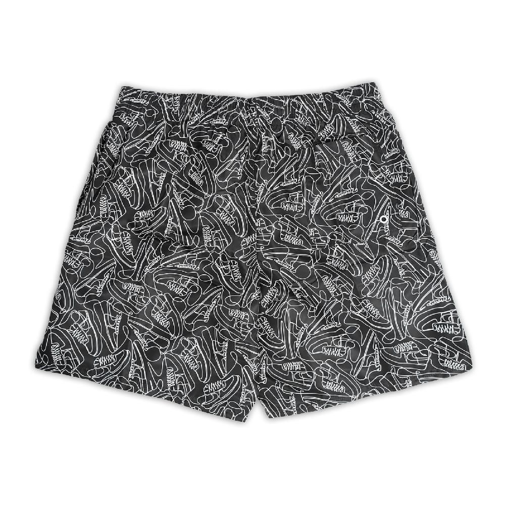 NIKE 耐吉   短褲 Swim Sneakers Volley Shorts 男款 黑 白 7吋 速乾 寬鬆 海灘褲 NESSE522-001