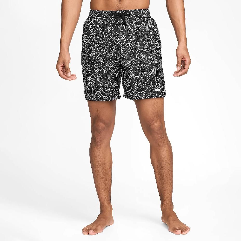 NIKE 耐吉   短褲 Swim Sneakers Volley Shorts 男款 黑 白 7吋 速乾 寬鬆 海灘褲 NESSE522-001