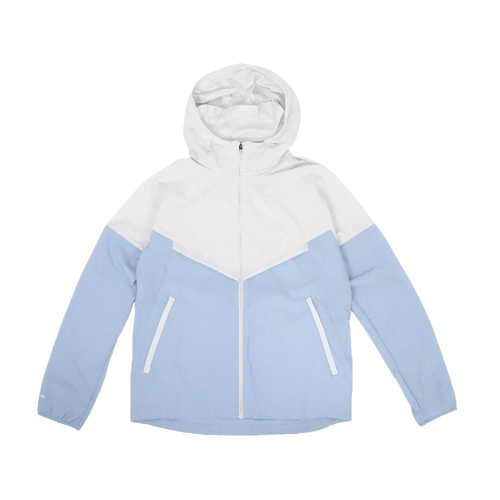 NIKE 耐吉   外套 Windrunner Repel Jacket 男款 藍 白 防潑水 防曬 可收納 連帽外套 FB7541-094