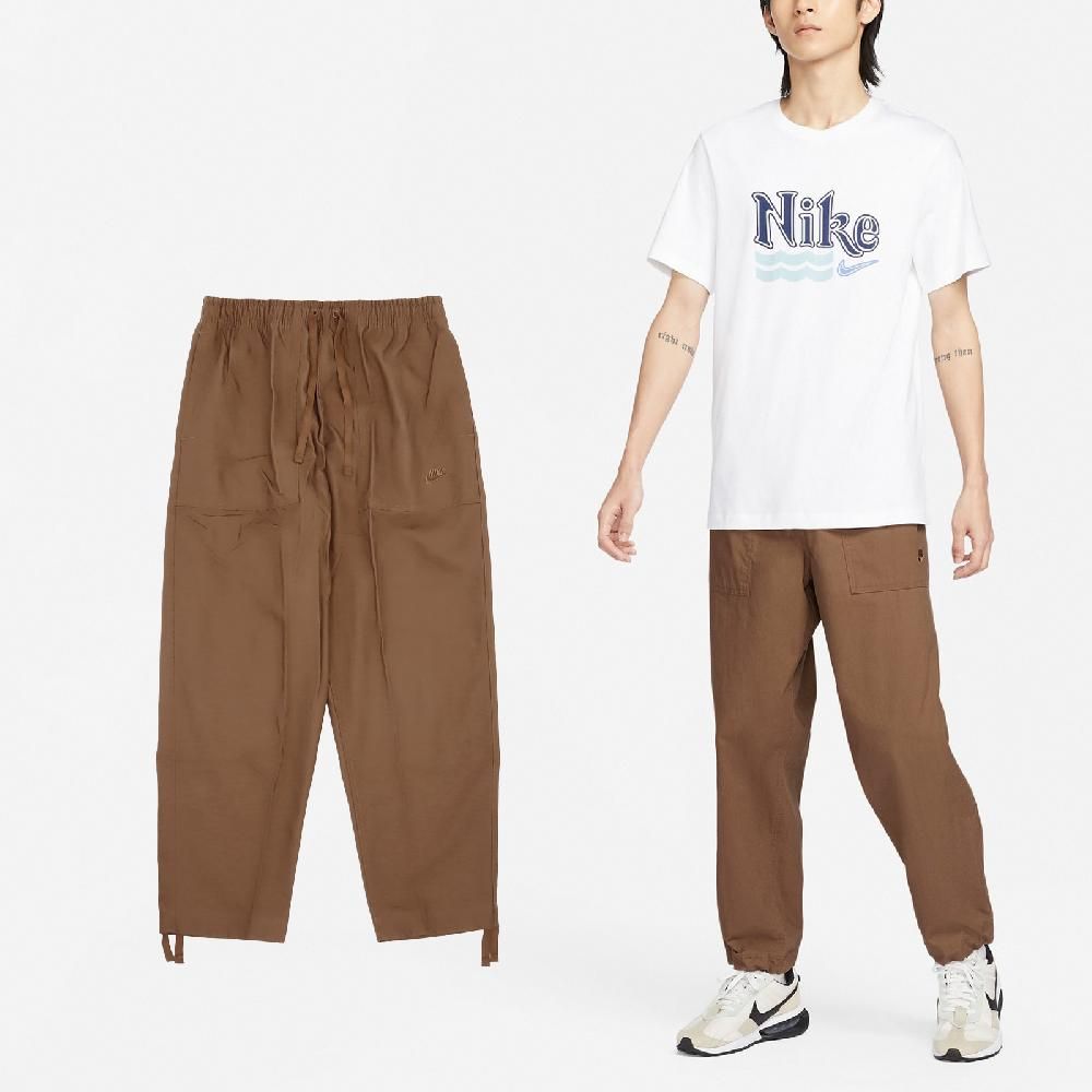 NIKE 耐吉   長褲 Club Pants 男款 棕 梭織 寬鬆 抽繩 褲子 FN3097-281