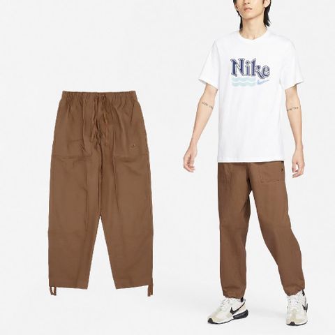 NIKE 耐吉 長褲 Club Pants 男款 棕 梭織 寬鬆 抽繩 褲子 FN3097-281