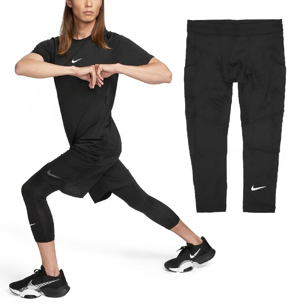 NIKE 耐吉   緊身褲 Pro Dri-FIT Fitness Leggings 男款 黑白 7分 速乾 運動 訓練 FB7951-010