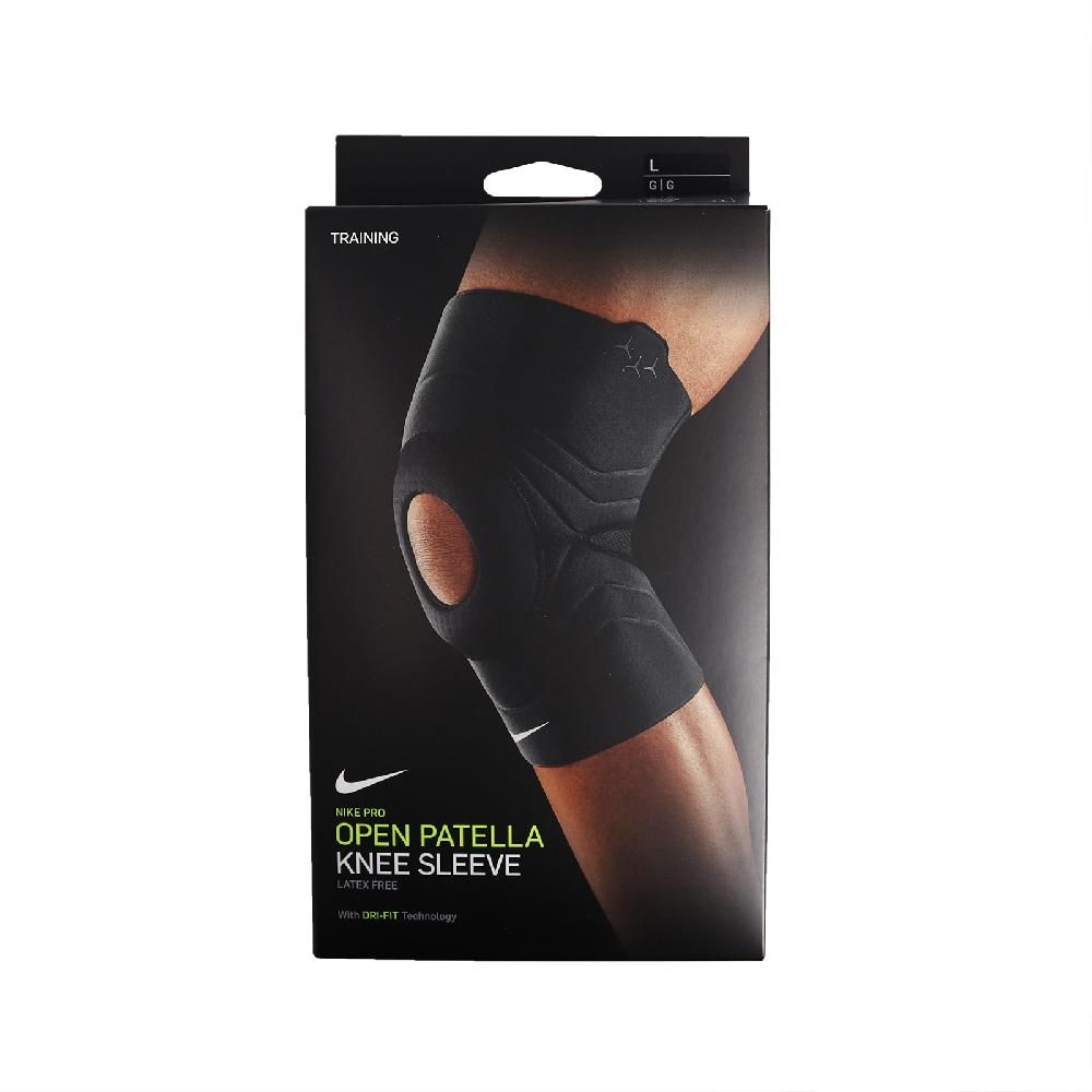 NIKE 耐吉   護膝 Open Patella Knee Sleeve 護具 健身 重訓 開洞 吸濕排汗 透氣 黑 N1000675-010