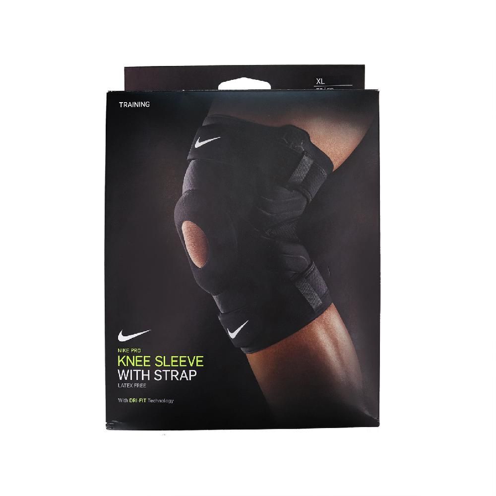 NIKE 耐吉   護膝 Pro Knee Sleeve With Strap 透氣 支撐 護具 黑 訓練 運動 N1000672-010