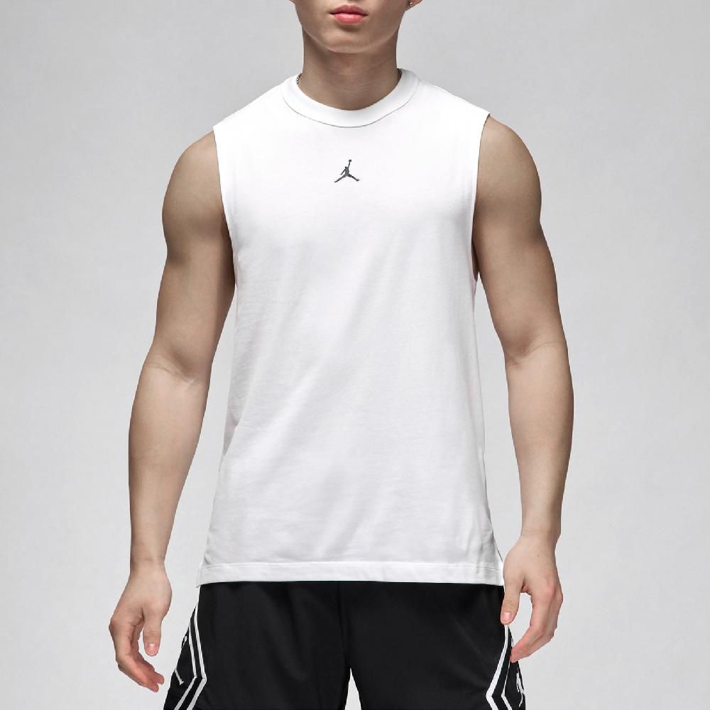 NIKE 耐吉   背心 Jordan Sport 男款 白 黑 無袖 喬丹 運動 上衣 Dri-FIT 開衩 FN5857-100