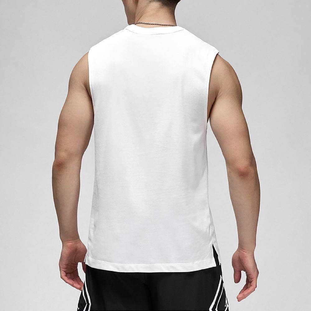 NIKE 耐吉   背心 Jordan Sport 男款 白 黑 無袖 喬丹 運動 上衣 Dri-FIT 開衩 FN5857-100