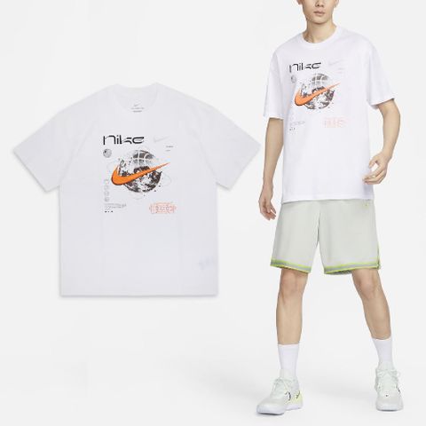 NIKE 耐吉 短袖 Max90 Basketball Tee 男款 白 橘 灰 落肩 寬鬆 棉質 短T 棉T FV8419-100