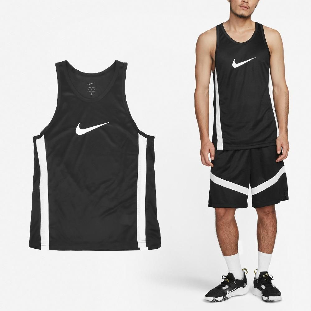 NIKE 耐吉   球衣 Icon Basketball Jersey 男款 黑 白 速乾 網眼 背心 籃球 運動 DV9968-010