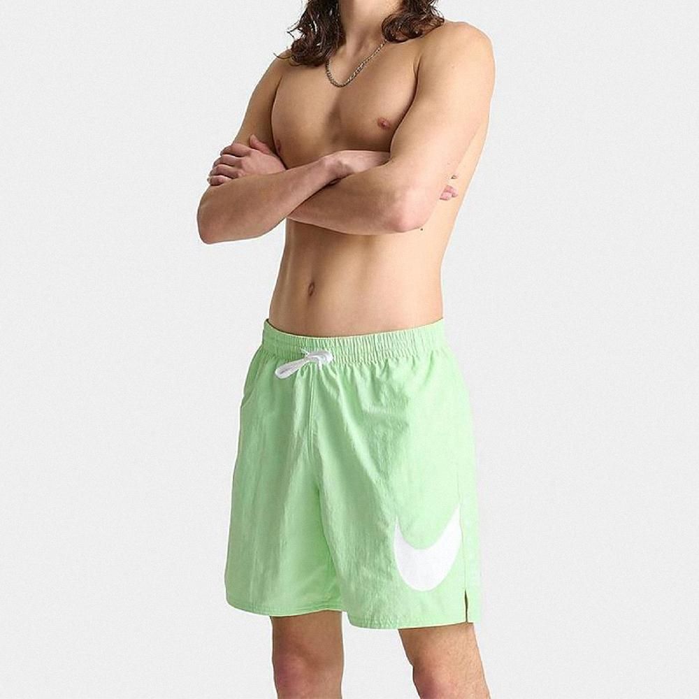 NIKE 耐吉   短褲 Swim 7 Volley Shorts 男款 綠白 海灘褲 7吋 透氣 速乾 開衩 褲子 NESSE506-338