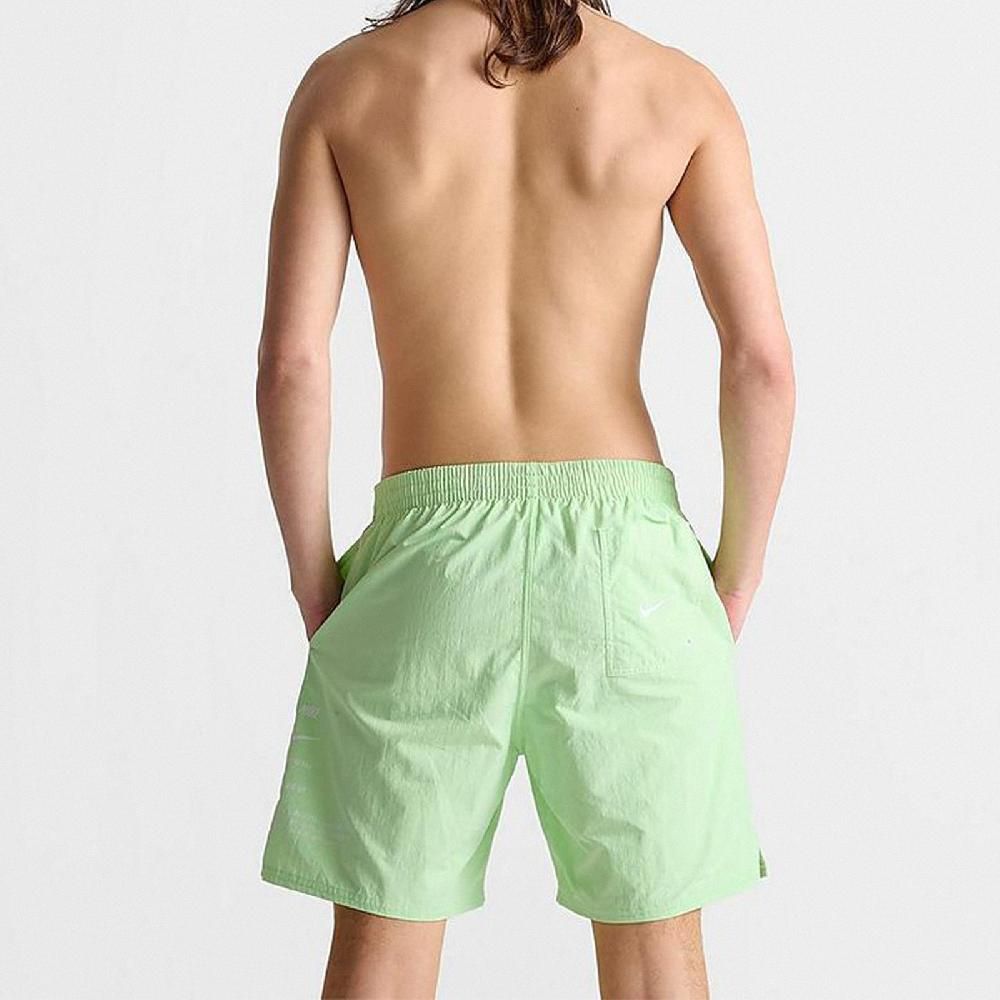 NIKE 耐吉   短褲 Swim 7 Volley Shorts 男款 綠白 海灘褲 7吋 透氣 速乾 開衩 褲子 NESSE506-338