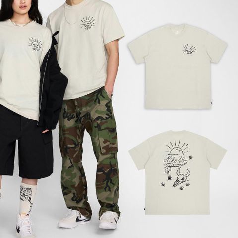 NIKE 耐吉 短袖 SB Max90 Tee 男女款 米白 黑 寬鬆 中性款 短T FZ5282-104