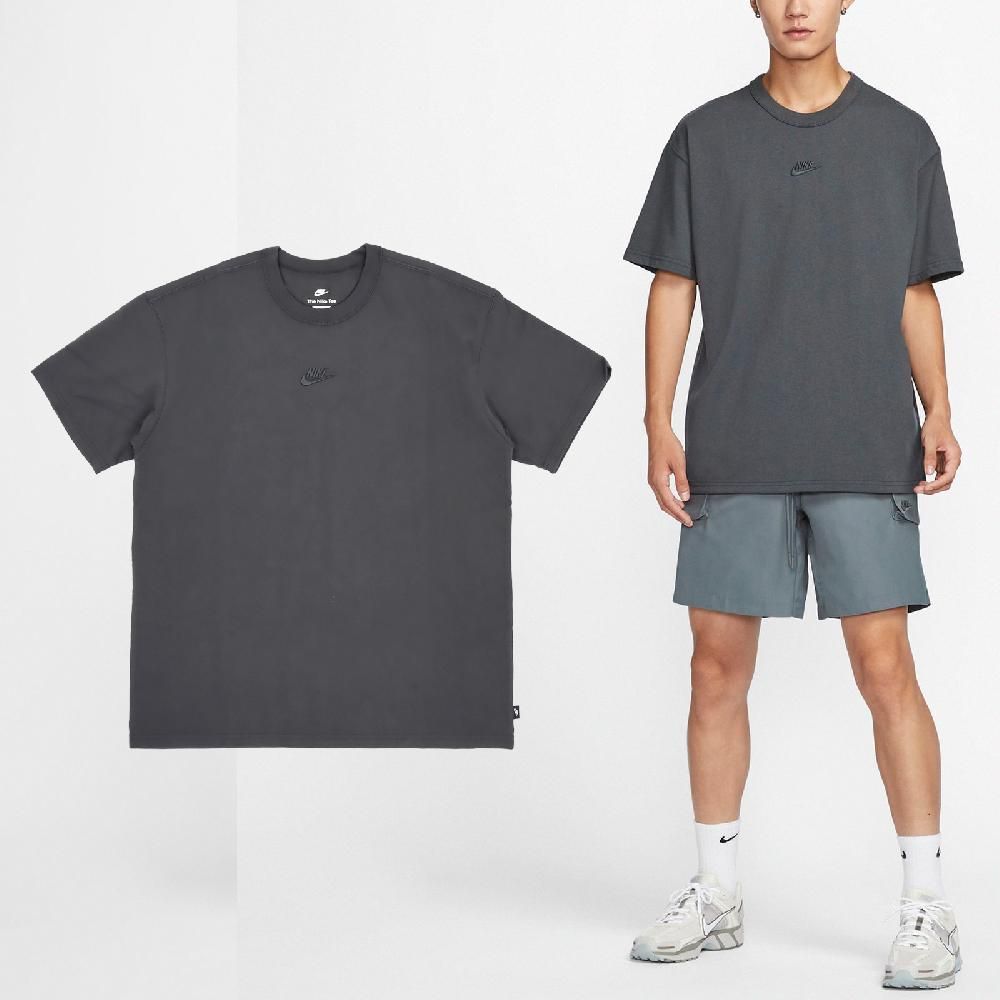 NIKE 耐吉   短袖 NSW Premium Essentials Tee 男款 深灰 寬鬆 落肩 刺繡 短T DO7393-060