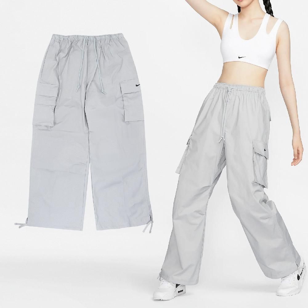 NIKE 耐吉   長褲 NSW Mid-Rise Cargo Pants 女款 灰 抗撕裂 抽繩 寬鬆 工裝褲 褲子 FV7521-077