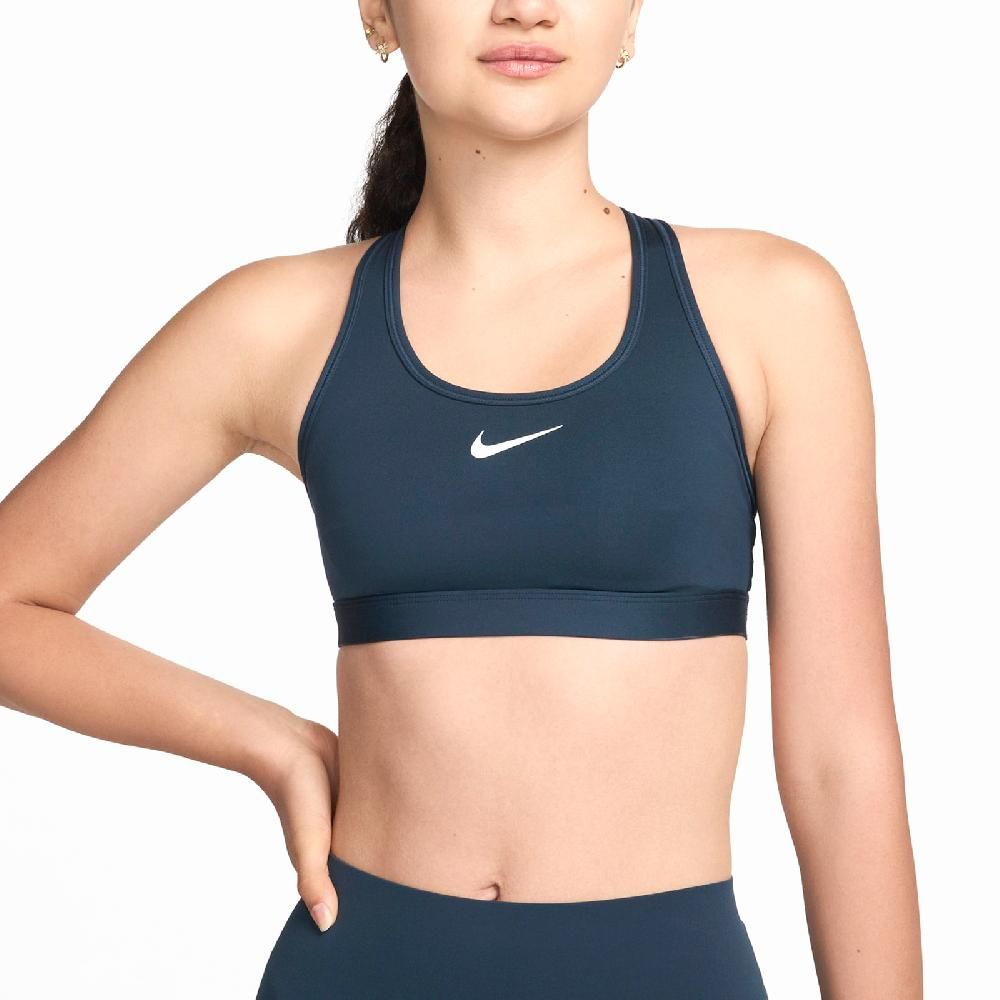 NIKE 耐吉 Nike 耐吉 運動內衣 Swoosh Sports Bra 藍 速乾 中強度支撐 健身 瑜珈 DX6822-478