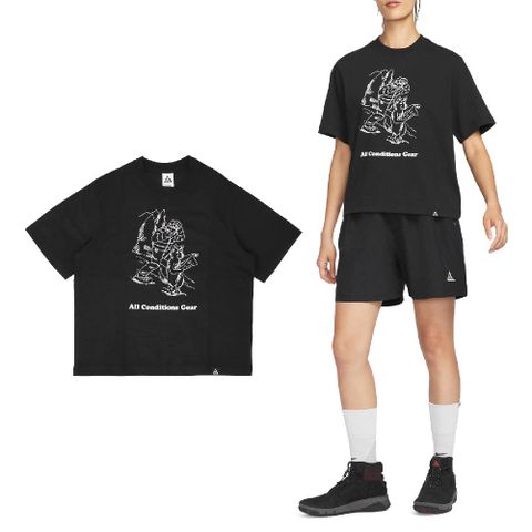 NIKE 耐吉 Nike 耐吉 短袖 ACG Graphic Tee 女款 黑 白 速乾 微落肩 寬鬆 短T FV7326-010