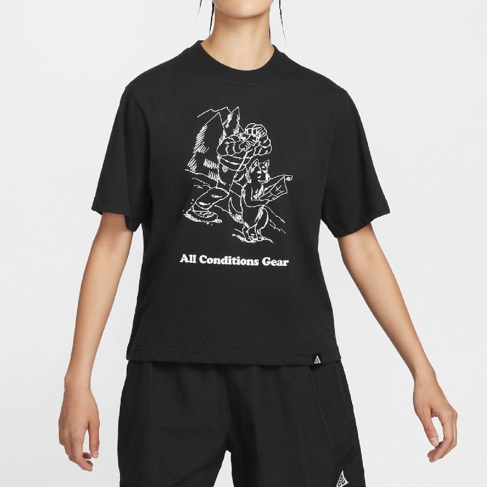 NIKE 耐吉 Nike 耐吉 短袖 ACG Graphic Tee 女款 黑 白 速乾 微落肩 寬鬆 短T FV7326-010