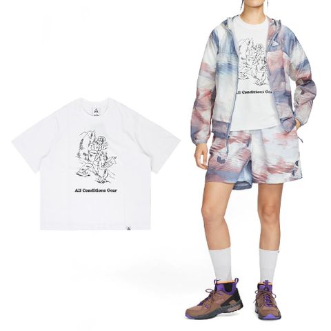 NIKE 耐吉 Nike 耐吉 短袖 ACG Graphic Tee 女款 白 黑 速乾 微落肩 寬鬆 短T FV7326-121