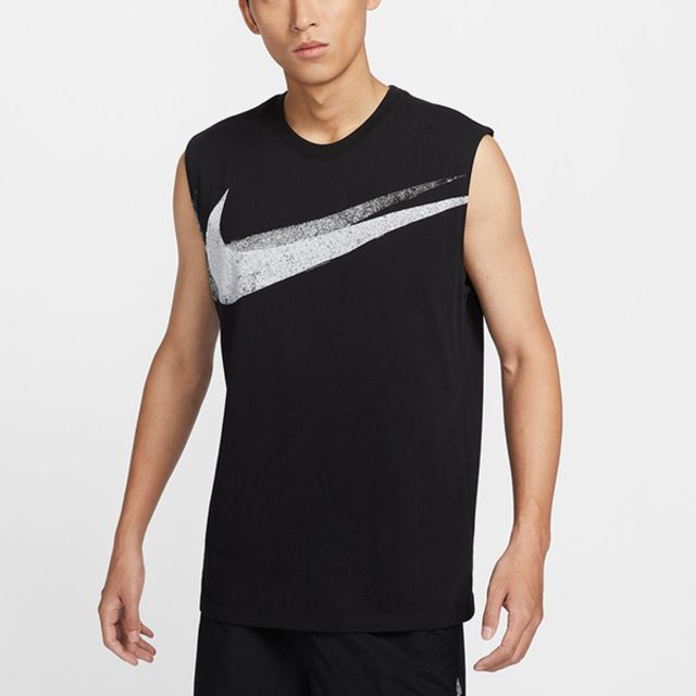 NIKE 耐吉 Nike AS M DF TEE SL SWOOSH [FZ8031-010] 男 背心 運動 健身 訓練 大勾雙 黑