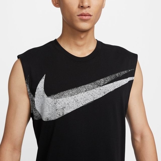 NIKE 耐吉 Nike AS M DF TEE SL SWOOSH [FZ8031-010] 男 背心 運動 健身 訓練 大勾雙 黑