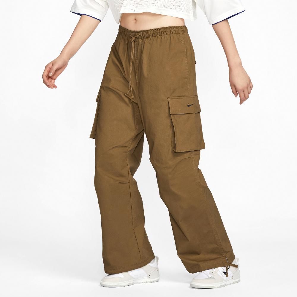 NIKE 耐吉 Nike 耐吉 長褲 NSW Mid-Rise Cargo Pants 女款 棕 抗撕裂 尼龍 寬鬆 工裝褲 褲子 FV7521-281