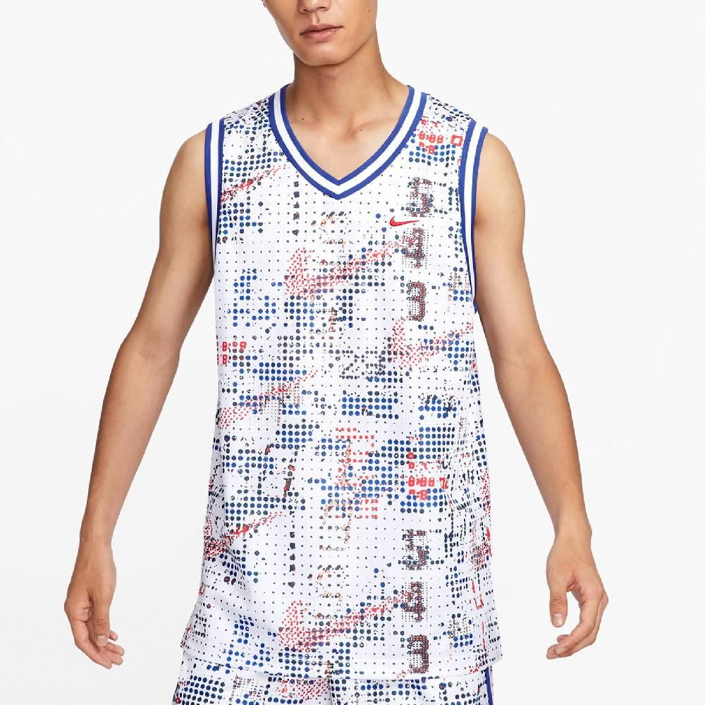 NIKE 耐吉 Nike 耐吉 球衣 DNA Basketball Jerseys 男款 藍橘 速乾 寬鬆 籃球 運動 背心 FZ0691-100