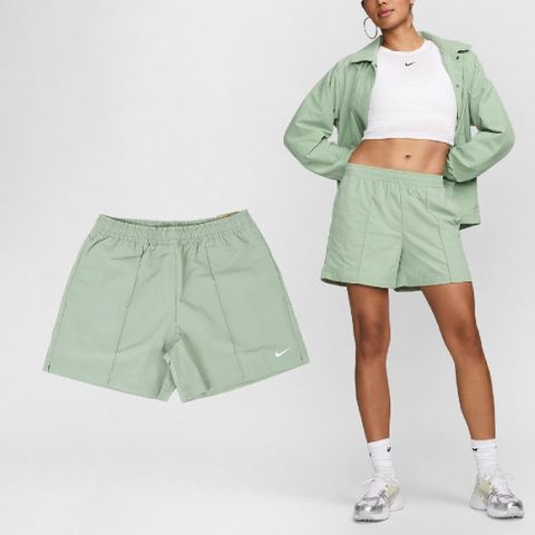 NIKE 耐吉 Nike 耐吉 短褲 NSW Everything Wovens Shorts 女款 綠 中腰 寬鬆 運動短褲 褲子 FV6623-370