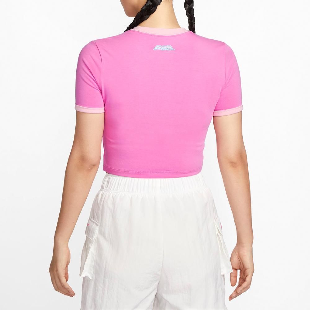 NIKE 耐吉 Nike 耐吉 短版上衣 NSW Tee 粉紅 法鬥 短袖 狗狗 上衣 合身 女款 HM4621-675