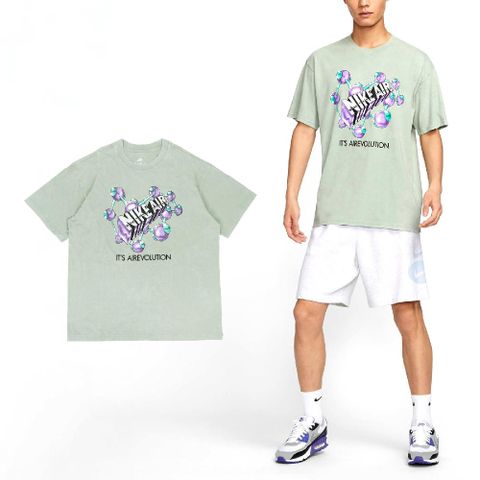 NIKE 耐吉 Nike 耐吉 短袖 NSW Tee 綠 寬鬆 男款 純棉 水洗 仿舊 短T 上衣 FZ5400-370