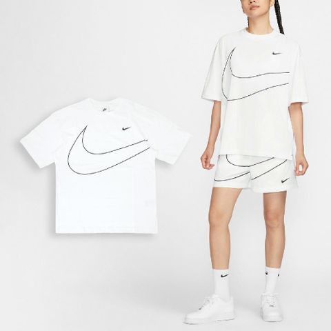 NIKE 耐吉 Nike 耐吉 短袖 NSW Swoosh Tee 女款 寬鬆 落肩 白 大勾 短T 上衣 HQ1581-100