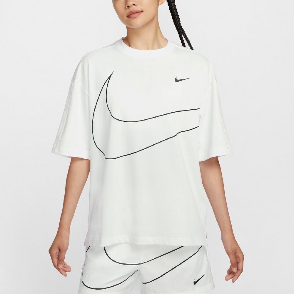 NIKE 耐吉 Nike 耐吉 短袖 NSW Swoosh Tee 女款 寬鬆 落肩 白 大勾 短T 上衣 HQ1581-100