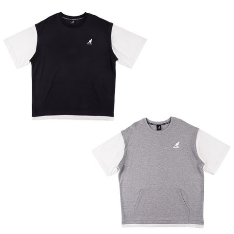 KANGOL 短袖 短T 厚棉 假兩件 男 6325100511 灰 6325100520 黑