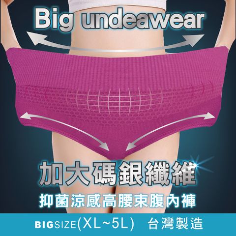 AREX SPORT 棉花糖女孩加大碼太空科技銀纖維抑菌涼感高腰束腹三角內褲美國銀纖維 /涼感纖維/型收腹加壓