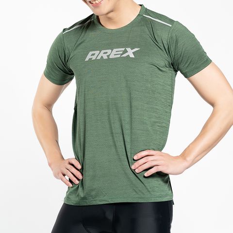 AREX SPORT AREXSPORT城市路跑冰絲網眼前短後長混紗速乾跑步運動上衣-青草綠【-3L】短袖上衣運動排汗衫