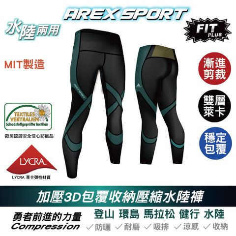 AREX SPORT 壓縮褲男 女壓力褲 登山壓力褲 護膝壓力褲 男緊身褲 大碼 水陸萊卡超強水陸褲 AS-9214