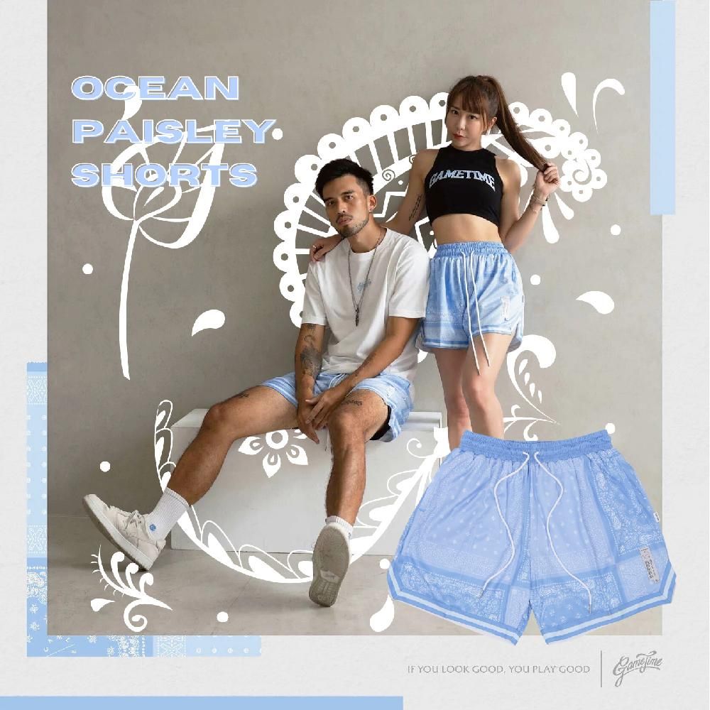  Gametime 短褲 Ocean PAISLEY Shorts 男款 海水藍 變形蟲 圖騰 球褲 拉鍊口袋 GT030BL