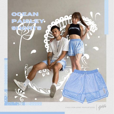 Gametime 短褲 Ocean PAISLEY Shorts 男款 海水藍 變形蟲 圖騰 球褲 拉鍊口袋 GT030BL