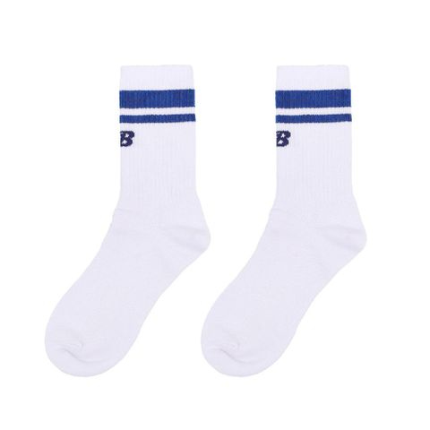 New Balance 紐巴倫 長襪 Logo Crew Socks 白 藍 休閒襪 條紋 中筒襪 襪子 NB LAS32161BUL