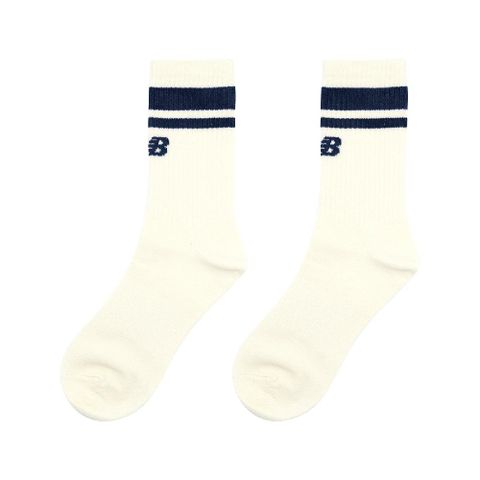 NEW BALANCE New Balance 紐巴倫 襪子 Crew Socks 米白 藍 長襪 中筒襪 休閒 穿搭 單雙入 LAS32161NV