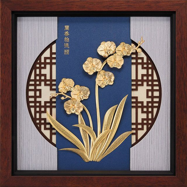 開運陶源  金箔畫 純金 素雅系列 (蘭香怡德 蘭) ...30x30cm