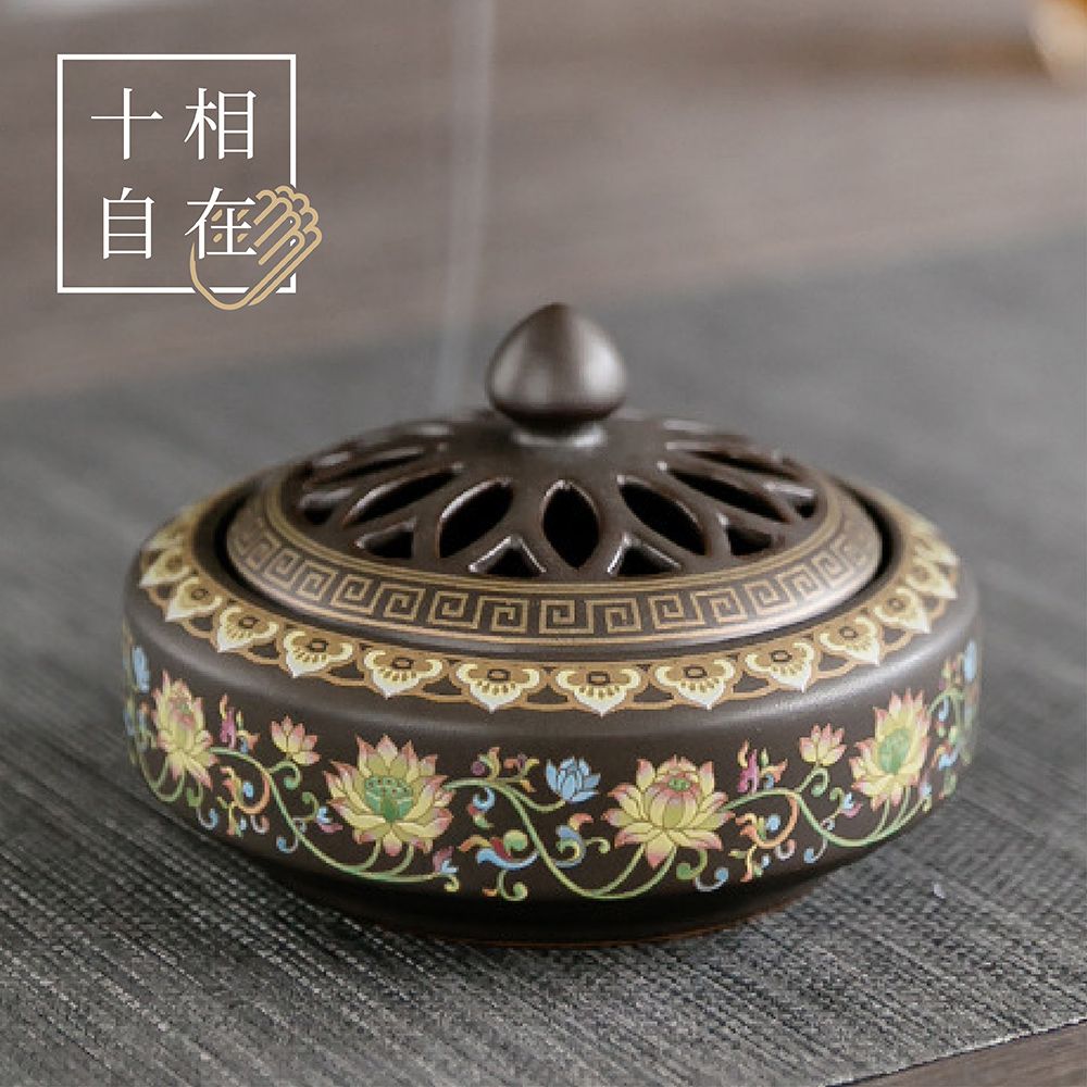 十相自在 景泰藍禪意香爐(1入)/優美精工雕花藝術香爐